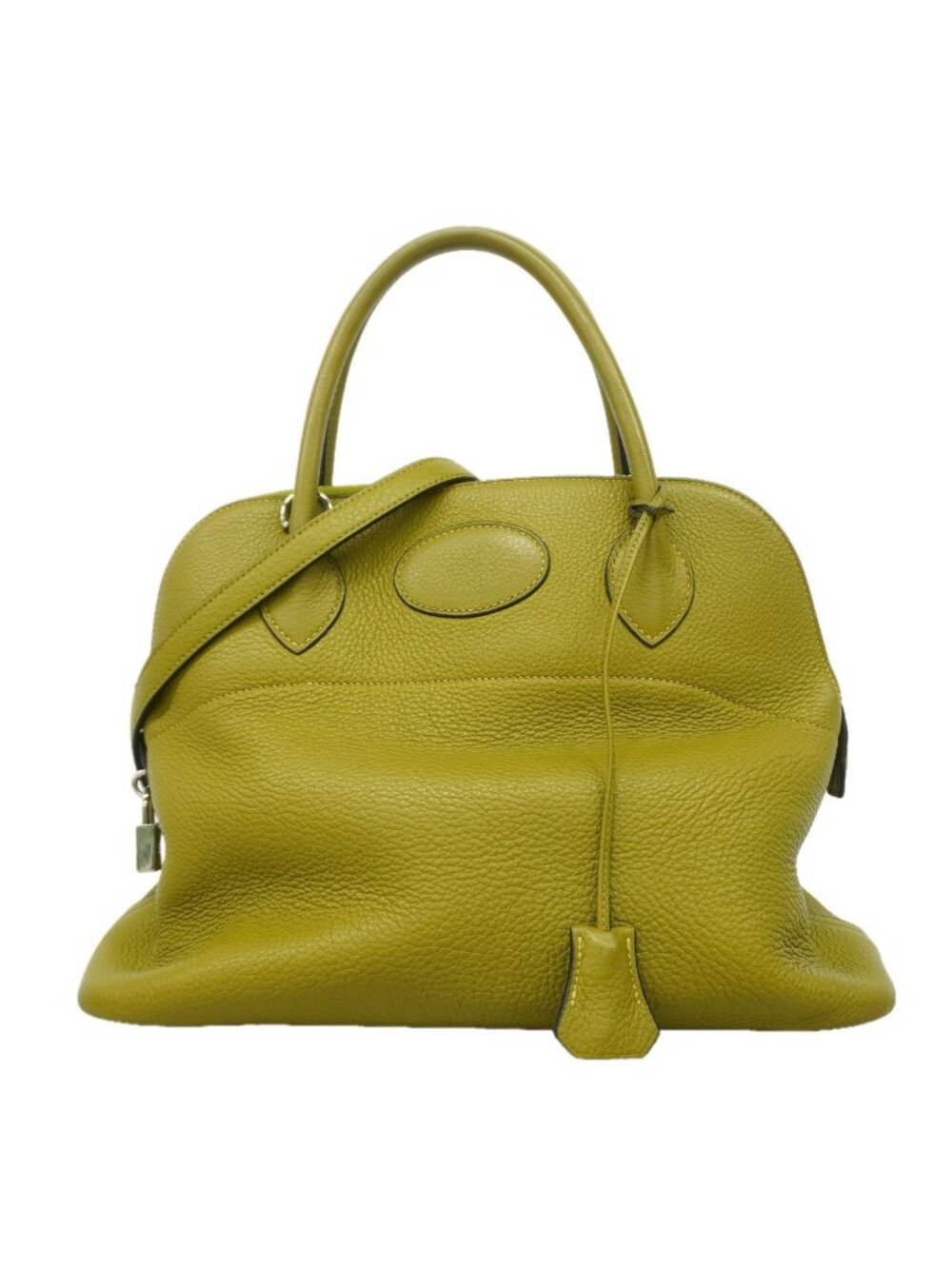 Hermes Handbag Bolide 31 Taurillon Clemence Anse Green Silver 2-Way Bag